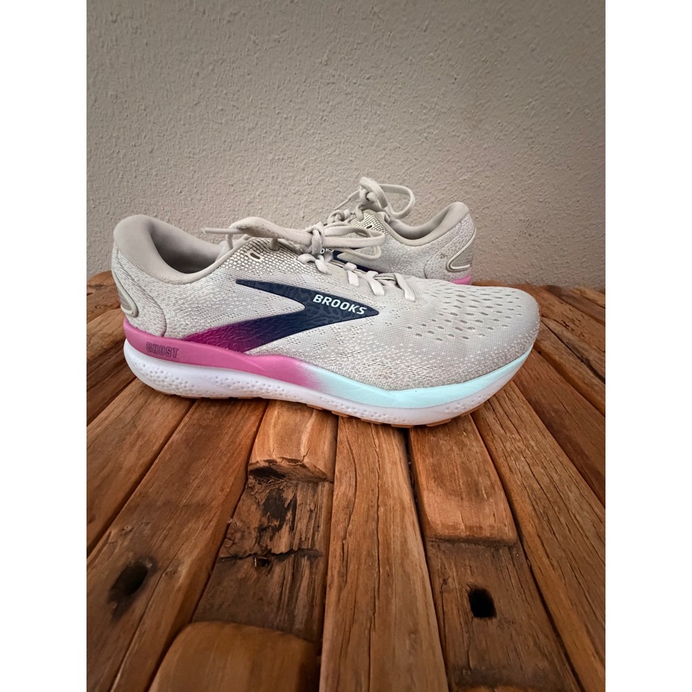 Brooks Ghost 15 Running Shoes Size 9 Grey Pink Purple 1204071B175